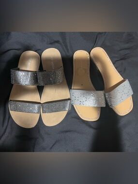 2 pairs of  women’s Sparkle Slide Sandals